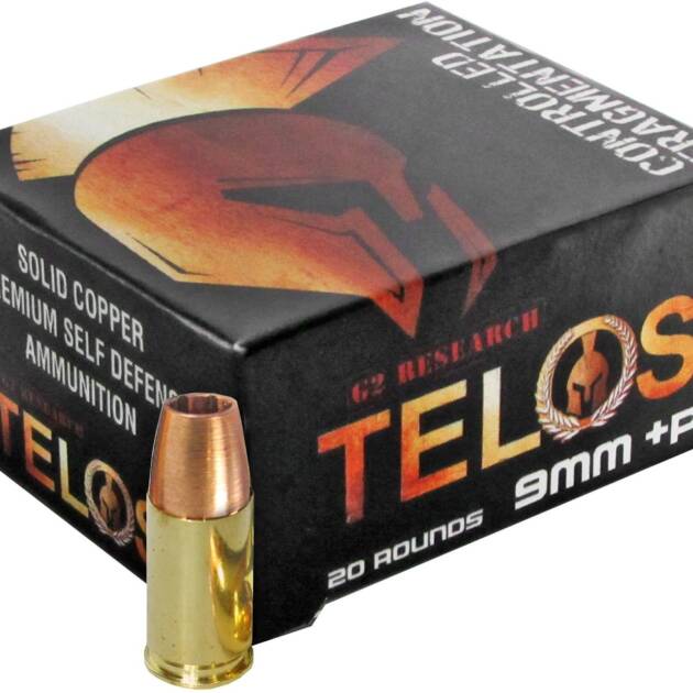 G2 Research Telos 9MM +P 92 Grain Lead Free Copper Handgun Ammo - 20 Rounds - G200619