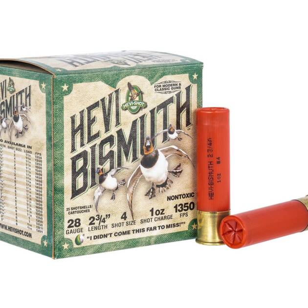 HEVI-Shot HS18704 Hevi-Bismuth Waterfowl 28 Gauge 2.75" 1 oz 4 Shot Shotgun Ammo - 25 Rounds - 114138