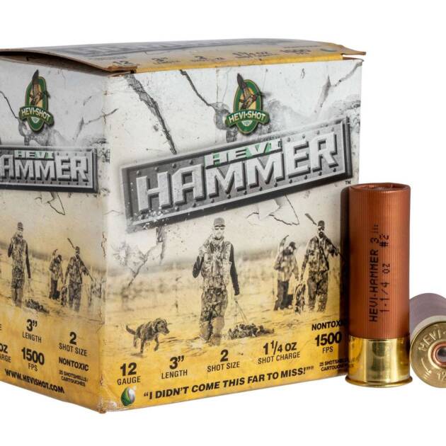 HEVI-Shot HS28002 Hevi-Hammer 12 Gauge 3 1 1/4 oz 2 Shot Shotgun Ammo - 25 Rounds - 114144