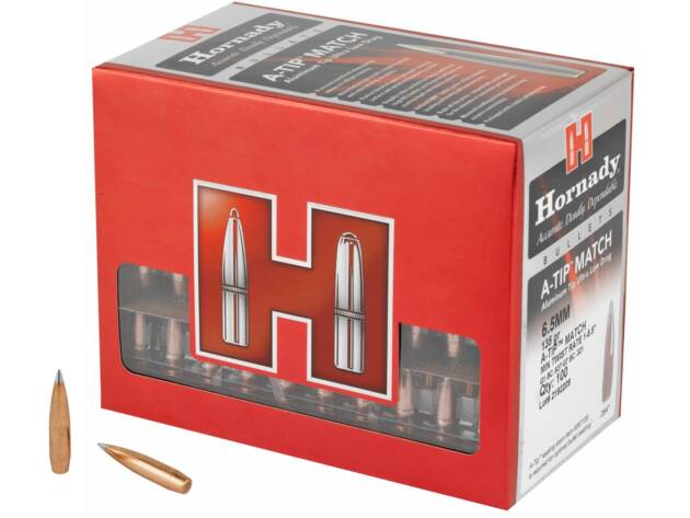 Hornady A-Tip Match .264 Diameter 6.5MM 135 Grain Ballistic Tip, 100 Count - HRB26179