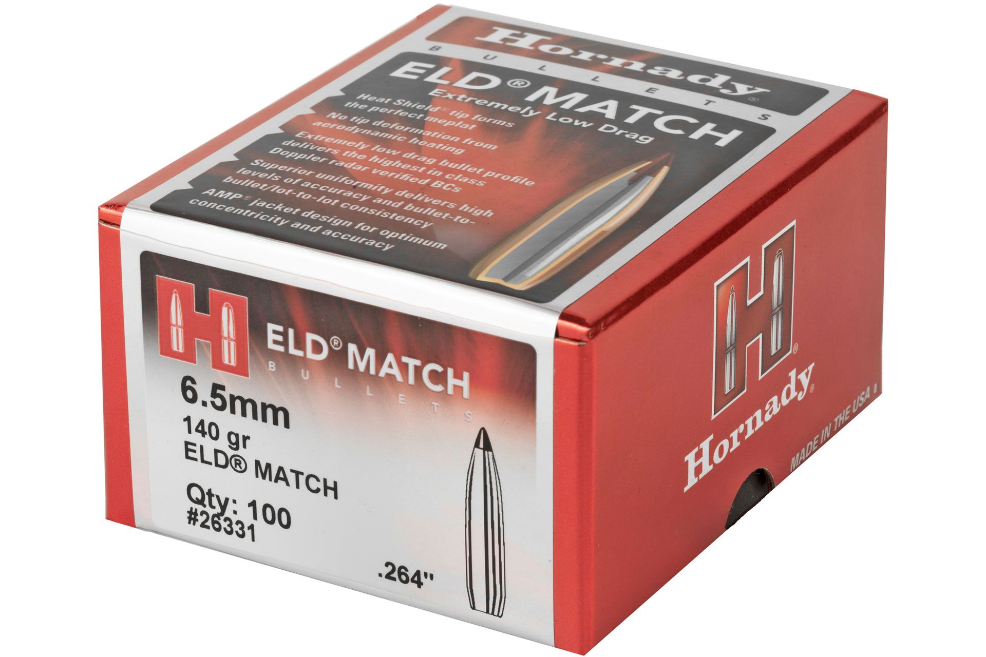 Hornady ELD-M .264 Diameter 6.5MM 140 Grain Ballistic Tip, 100 Count - HRB26331 - Image 4