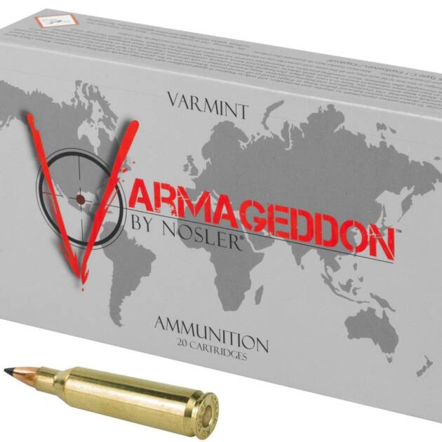 NOSLER Varmageddon 22-250 Remington 55 Grain Flat Base Tipped Rifle Ammo - 20 Rounds - NOS65155