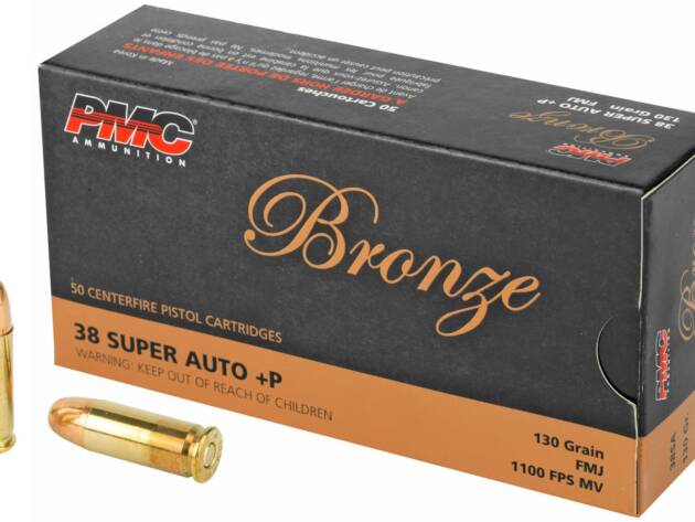 PMC Bronze 38 Super +P 130 Grain Full Metal Jacket Handgun Ammo - 50 Rounds - 38SA