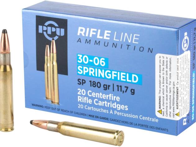 PPU PP30063 Standard Rifle 30-06 Springfield 180 gr Soft Point (SP) Rifle Ammo - 20 Rounds - PP30063