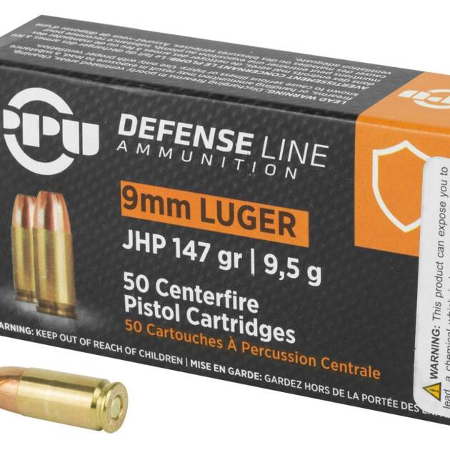 Prvi Partizan PPU 9mm Luger Ammunition 147 Grain Jacketed Hollow Point 990FPS Handgun Ammo - 50 Rounds - PPUPPD92