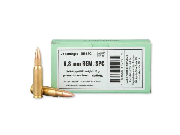 Sellier & Bellot SB68C Rifle 6.8 SPC 110 gr Full Metal Jacket (FMJ) Rifle Ammo - 500 rounds - SB68C