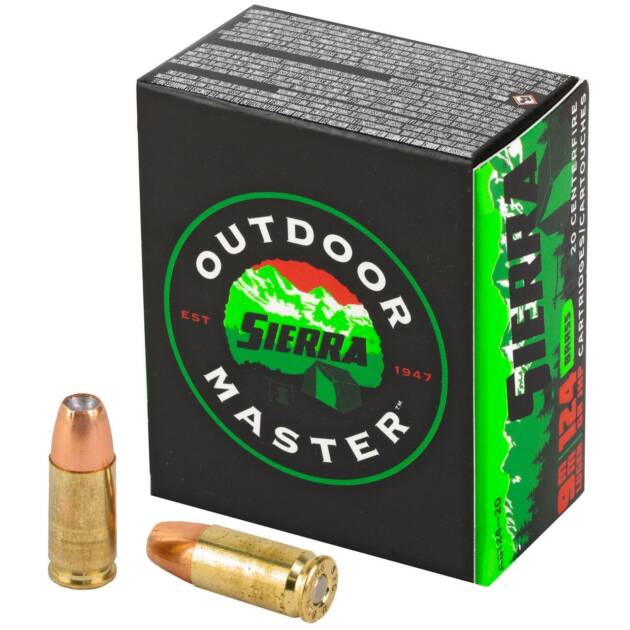 Sierra A812420 Outdoor Master 9mm Luger 124 gr Jacket Hollow Point Sport Master Handgun Ammo - 20 Rounds - 130625