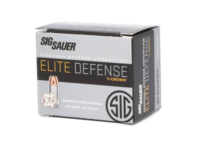 Sig Sauer 38SPL Elite Performance V-Crown Ammo 125Gr JHP Handgun Ammo - 20 Rounds - SIGE38SP1-20