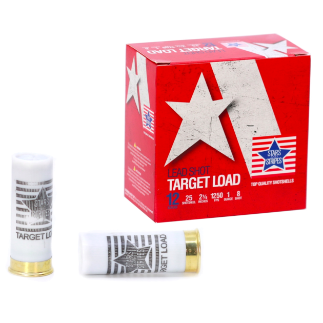 Stars and Stripes 12 Gauge Ammunition Target Loads CT12808 2-3/4? 8 Shot Shotgun Ammo - 25 Rounds - CT12808