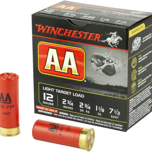 Winchester Ammo AA127 AA Light Target Load 12 Gauge 2.75 1 1/8 oz 7.5 Shot Shotgun Ammo - 25 Rounds - AA127