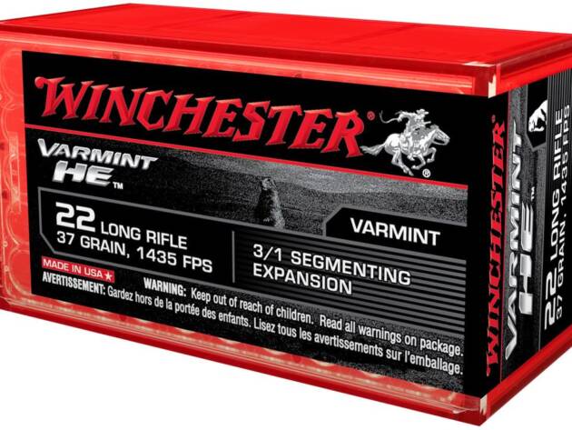 Winchester Ammo S22LRFSP Varmint HE 22 LR 37 gr 3/1 Segmenting Expansion Rimfire Ammo - 50 Rounds - 70915