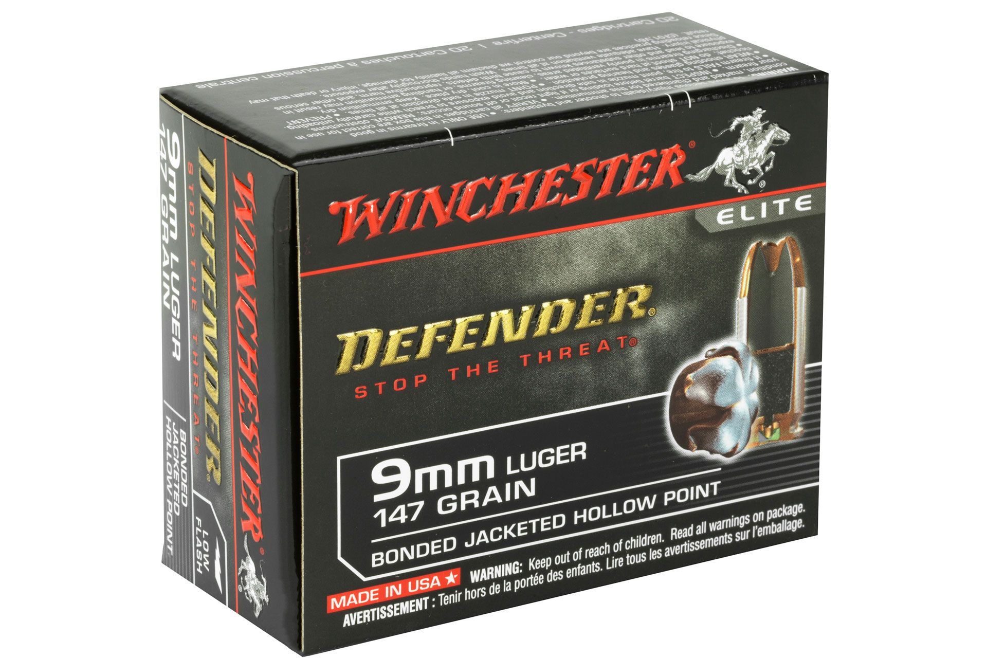 Winchester Ammo S9MMPDB1 PDX1 Defender 9mm Luger 147 gr Bonded Jacket Hollow Point Handgun Ammo - 20 Rounds - 57959 - Image 5