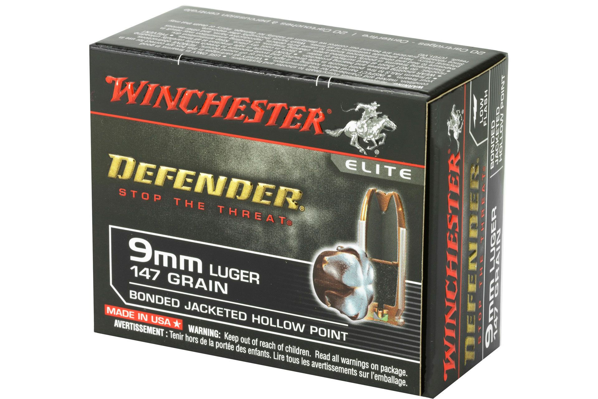 Winchester Ammo S9MMPDB1 PDX1 Defender 9mm Luger 147 gr Bonded Jacket Hollow Point Handgun Ammo - 20 Rounds - 57959 - Image 2