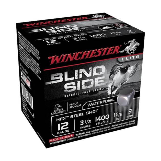 Winchester Ammo SBS12L3 Blindside Steel 12 Gauge 3.50" 1 5/8 oz 3 Shot Shotgun Ammo - 25 Rounds - SBS12L3