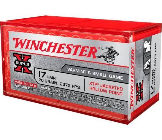 Winchester Ammo X17HMR1 Super X 17 HMR 20 gr 2375 fps Hornady XTP Hollow Point Rimfire Ammo - 50 Rounds - 69850