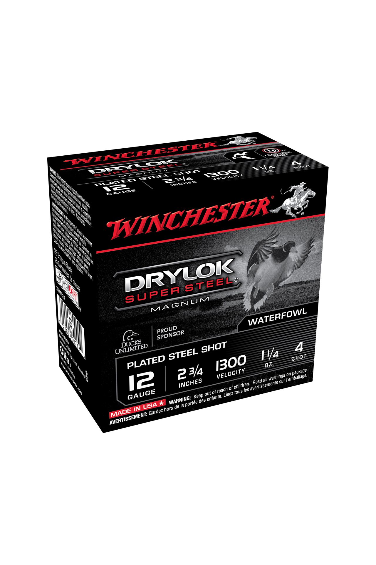 Winchester Ammo XSM124 Drylock Super Steel Magnum 12 Gauge 2.75" 1 1/4 oz 4 Shot Shotgun Ammo - 25 Rounds - XSM124