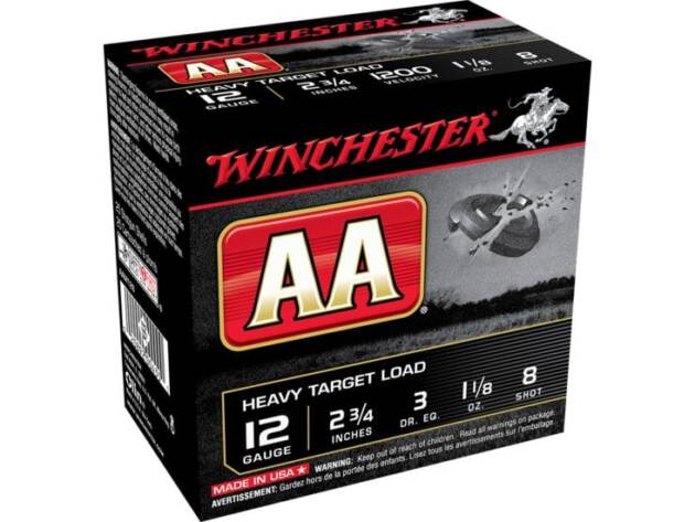 Winchester Ammunition AA Heavy Target Load 12 Gauge 2.75" #8 1 1/8 oz Shotgun Ammo - 25 Rounds - WNAAM128