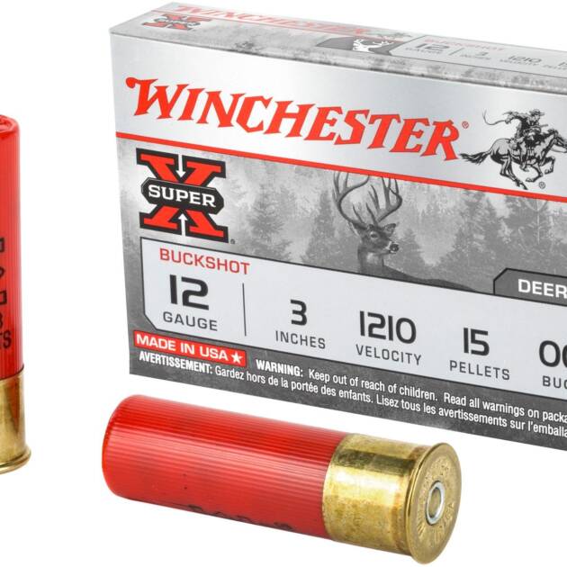 Winchester Ammunition Super-X 12 Gauge 3 00 Buck Buckshot 15 Pellets Shotgun Ammo - 5 Rounds - 20892007031