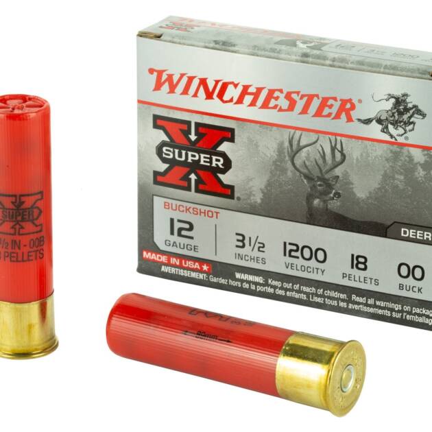 Winchester Ammunition Super-X 12 Gauge 3.5 00 Buck Buckshot 18 Pellets Shotgun Ammo - 5 Rounds - WNXB12L00