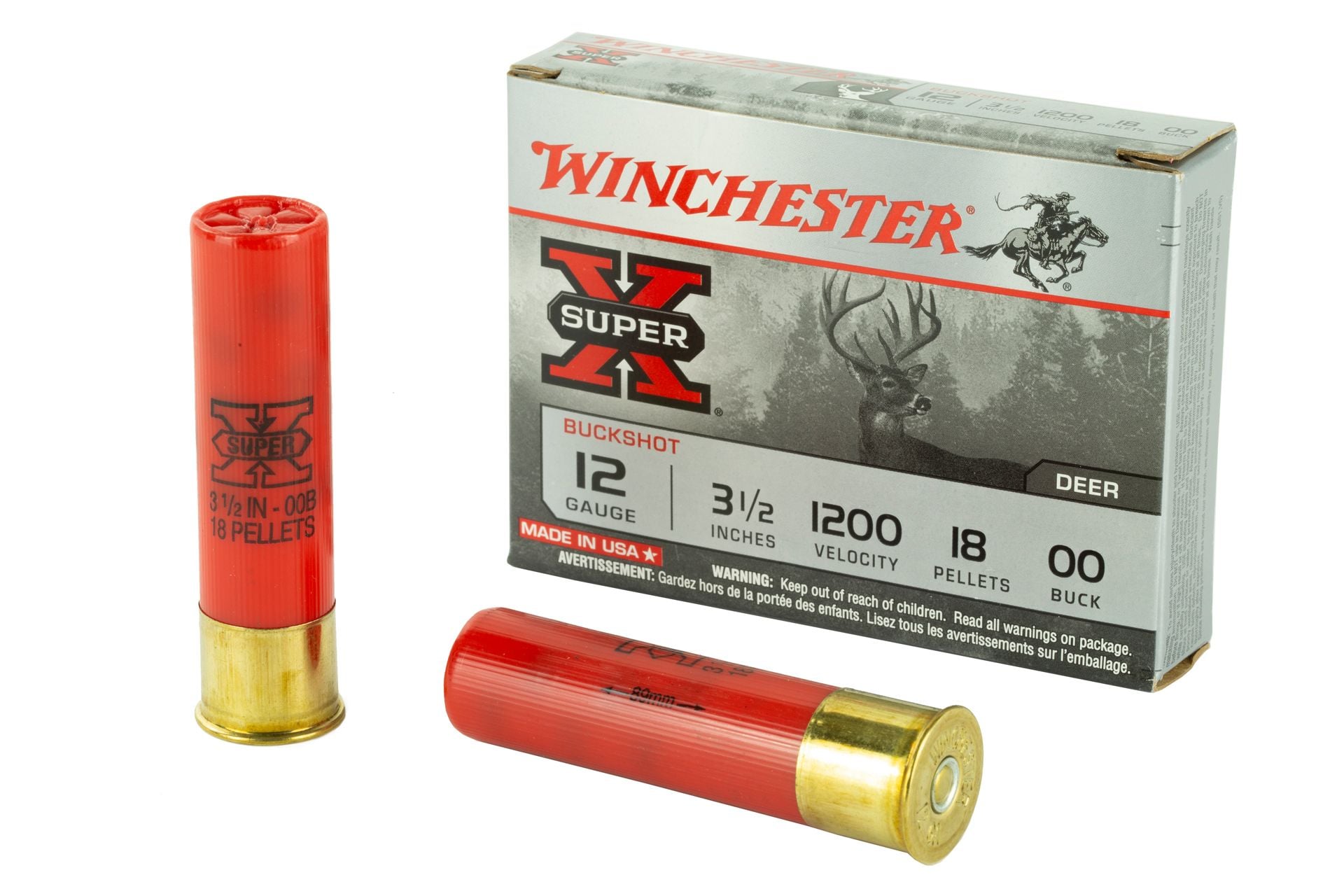 Winchester Ammunition Super-X 12 Gauge 3.5 00 Buck Buckshot 18 Pellets Shotgun Ammo - 5 Rounds - WNXB12L00