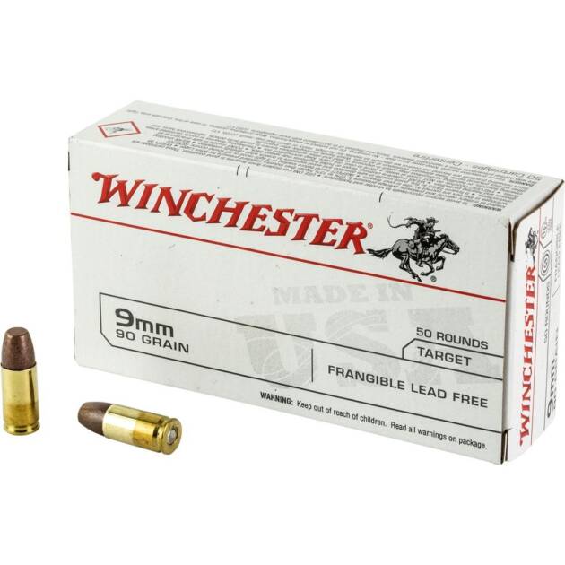 Winchester Ammunition USA Frangible Lead Free 9MM 90 Grain Handgun Ammo - 50 Rounds - *WNUSA9F