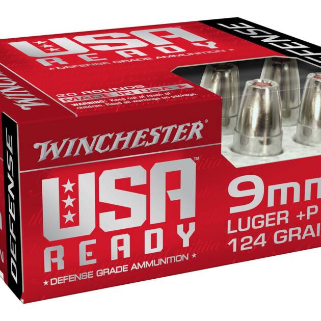 Winchester Ammunition USA Ready 9MM 124Gr Hex-Vent Hollow Point +P Handgun Ammo - 20 Rounds - WNRED9HP