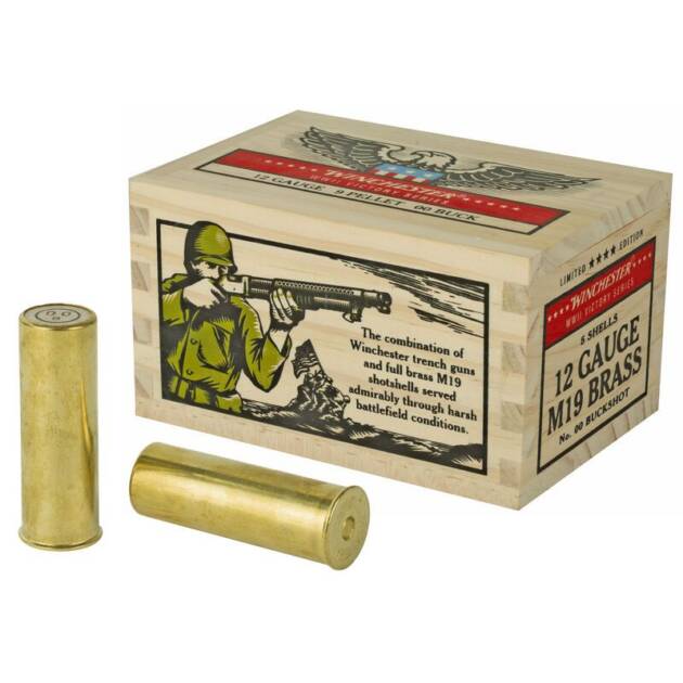 Winchester Victory Series 12 Gauge Ammunition 5 Rounds 2-3/4 00 Buckshot 9 Pellets Full Brass Casing Shotgun Ammo - 5 Rounds - X1200WW2