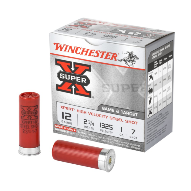 Winchester 12 Gauge Super-X Steel Lead Free WE12GT7 2-3/4" #7 Shot Shotgun Ammunition Shotgun Ammo - 25 Rounds - WE12GT7