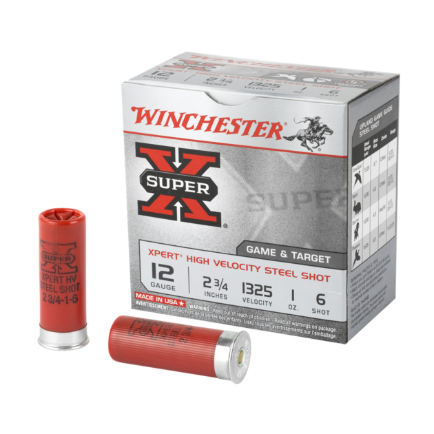 Winchester 12 Gauge Super-X Steel Lead Free WE12GT6 2-3/4" #6 Shot Shotgun Ammunition Shotgun Ammo - 25 Rounds - WE12GT6