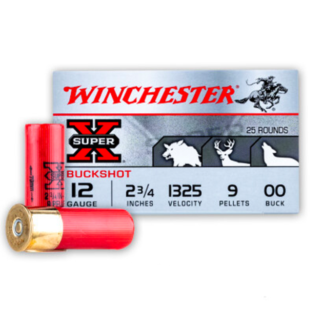 Winchester Super-X 12 Gauge 2-3/4" 00 Buckshot Value Pack Shotgun Ammo - 250 Rounds - XB00VP25B