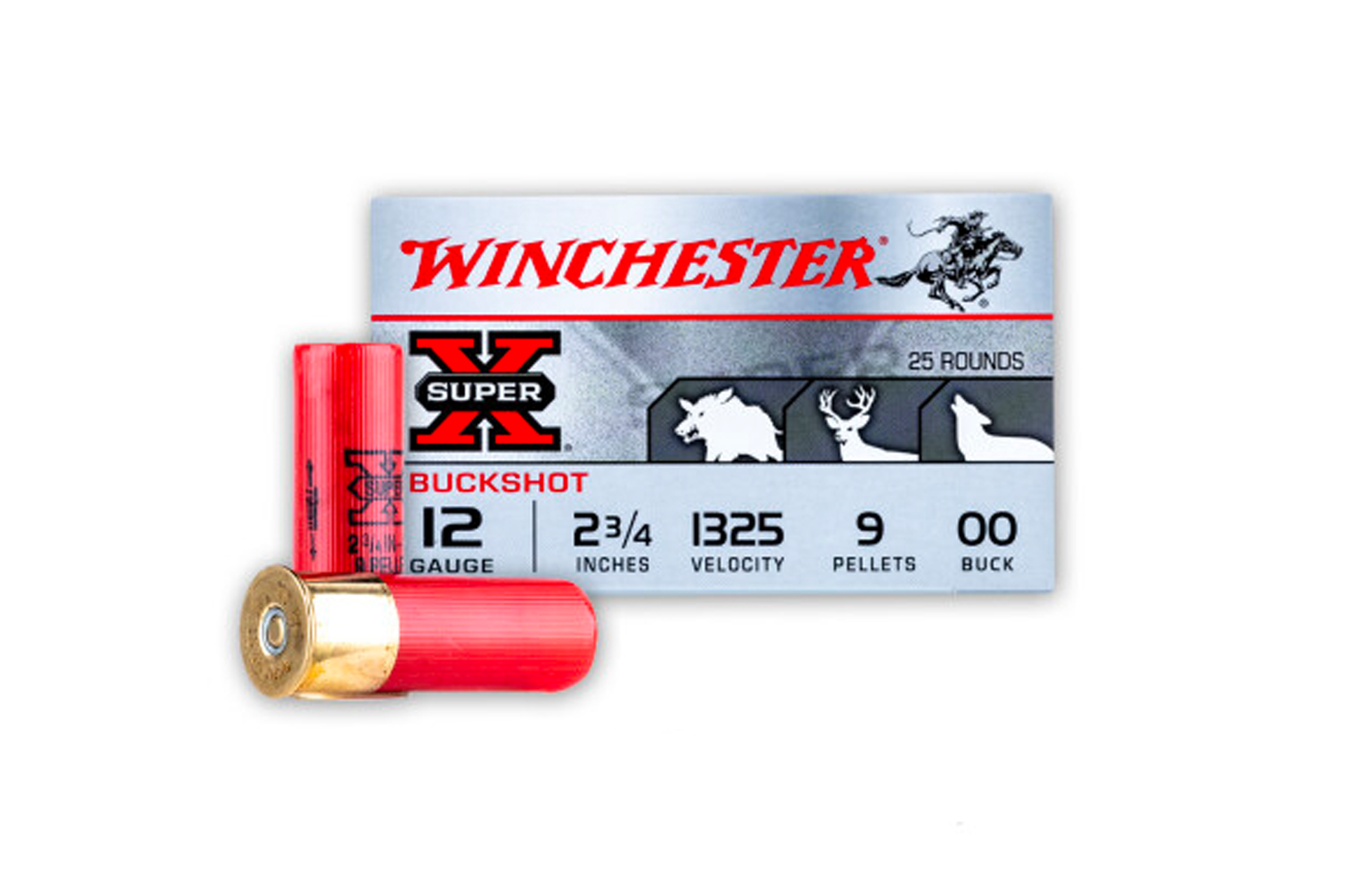 Winchester Super-X 12 Gauge 2-3/4" 00 Buckshot Value Pack Shotgun Ammo - 250 Rounds - XB00VP25B