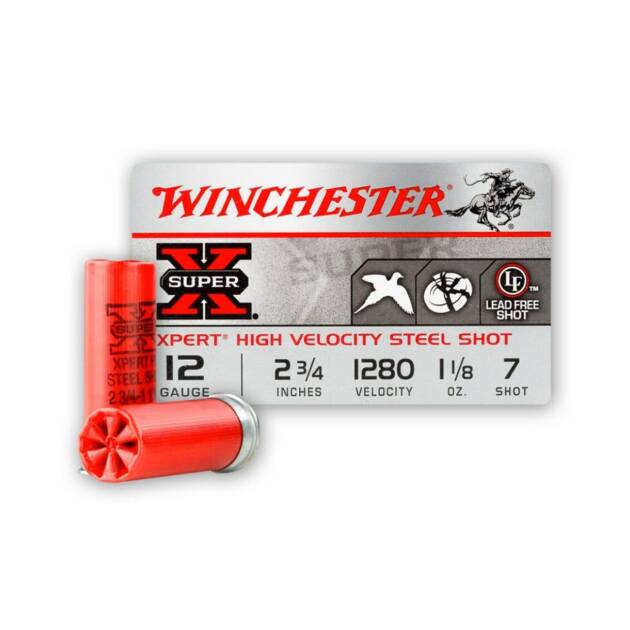 Winchester Super-X 12 Gauge 2-3/4" 1-1/8 oz #7 Steel Shot Shotgun Ammo - 25 Rounds - WE12GTH7-25