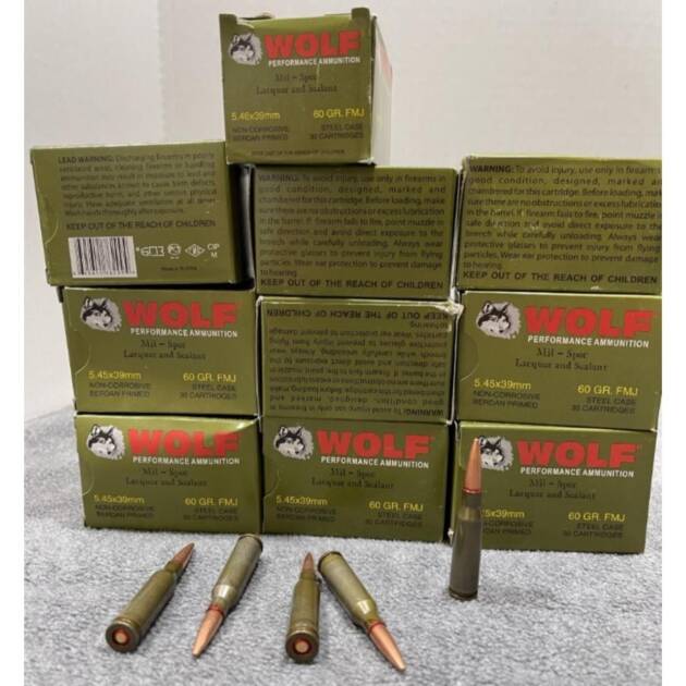 WOLF 5.45X39 60GR FMJ STEEL CASE Rifle Ammo - 30 Rounds - 6.46E+11