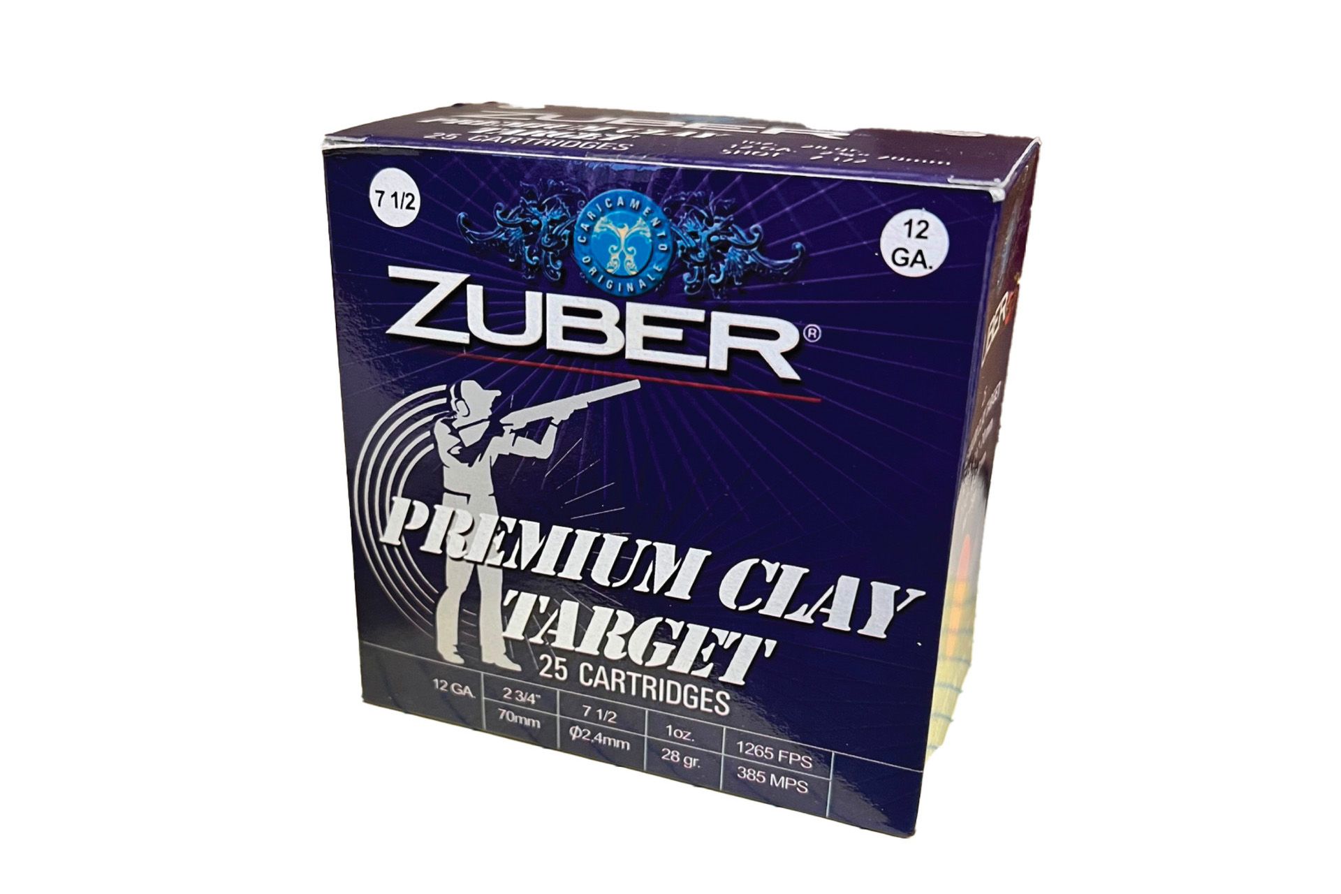 Zuber Premium Clay 12GA 1.75" 1OZ #7.5 Shotgun Ammunition Shotgun Ammo - 25 Rounds - ZUB20GA15/16OZ7.5